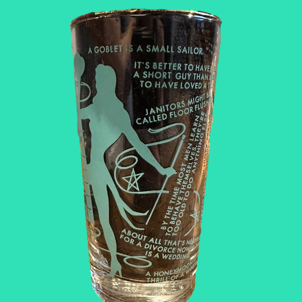 Vintage Dominion MCM 8 Highball Glasses - 1950’s. Barware. Very risqué.